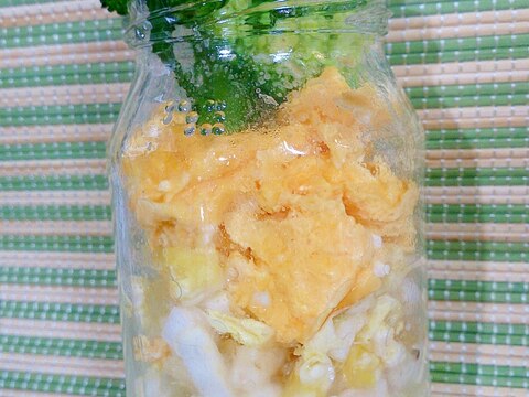 メイソンジャー ブロッコリー白菜と炒り卵のサラダ
